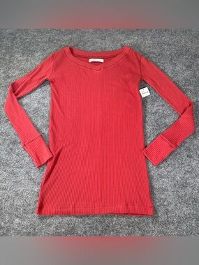 Free People FP Beach Ribbed Long Sleeve Tunic Cotton Stretch Casual‎ oversized S